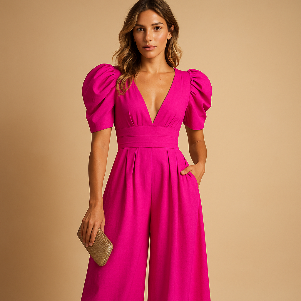 Elegant long jumpsuit for women with tailored fit, ideal for formal events, galas, and stylish evening occasions.