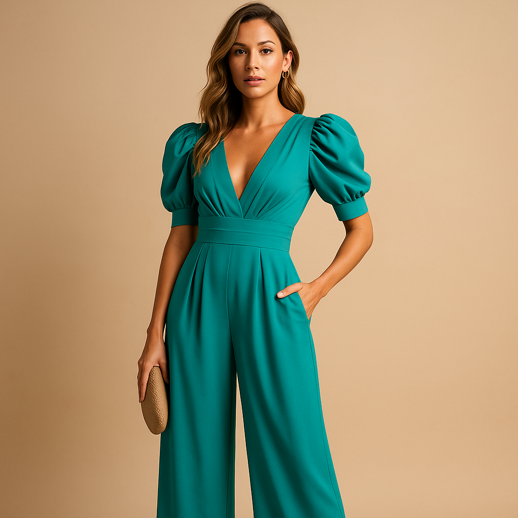 Elegant long jumpsuit for women with tailored fit, ideal for formal events, galas, and stylish evening occasions.