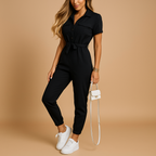 Women’s tailored jumpsuit with flattering fit and buttoned front, ideal for work, dinners, and stylish daywear.